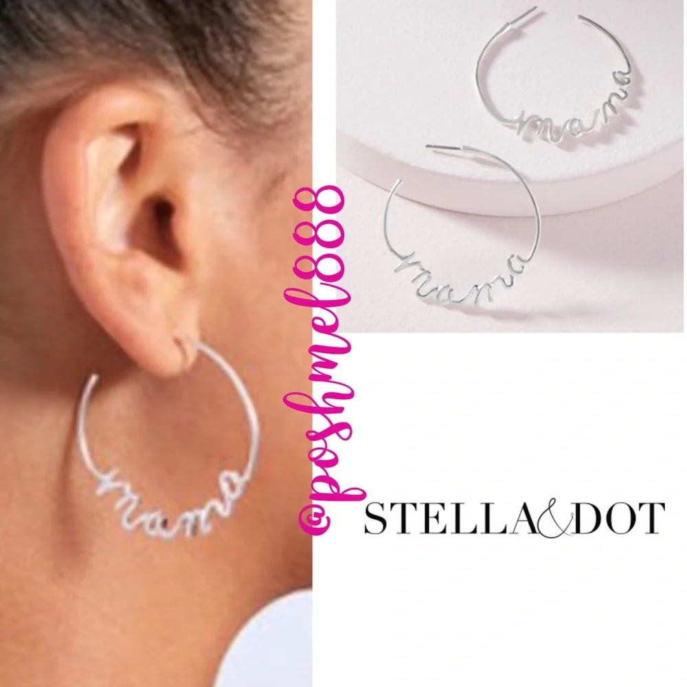 Stella & Dot | SILVER Mama Hoop Earrings - Picture 3 of 9